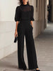 Mock Neck Puff Sleeve Top and Wide Leg Pants Set test