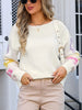 Angel Wings Flower Round Neck Dropped Shoulder Sweater test