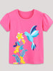 Children's Hummingbird & Floral Print Short Sleeve T-Shirt test