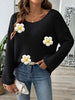 Flower Round Neck Long Sleeve Sweater test
