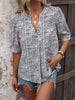 Perfee Printed Notched Half Sleeve Blouse test