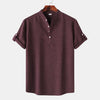 Men's Casual Mandarin Collar Short Sleeve Henley Shirt test