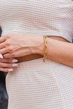 18K STAINLESS STEEL LAYERED PAPERCLIP BRACELET