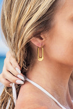 18K STAINLESS STEEL MINI RECTANGLE HOOP EARRING