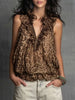 Full Size Leopard Quarter Zip Sleeveless Top Plus Size test
