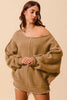 SO ME Loose Fit Exposed Seam Slouchy Boucle Sweater