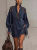 Fringed Lantern Sleeve Mini Dress test