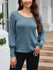 Ribbed Round Neck Lantern Sleeve Knit Top test