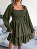 Smocked Flounce Sleeve Square Neck Dress test