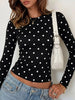 Long Sleeve Polka Dot Slim Fit T-Shirt test