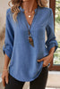 Casual Roll-Up Sleeve Notched Blouse