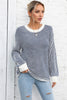 Angel Wings Striped Round Neck Long Sleeve Knit Top test