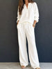 Waffle Knit Henley Top and Wide Leg Pants Set test