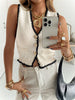 Contrast Trim Button Up Sweater Vest test