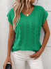 Cable-Knit V-Neck Short Sleeve Knit Top test