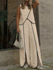 Contrast Trim Top and Wide Leg Pants Set test