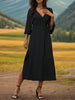 Perfee Slit V-Neck Long Sleeve Midi Dress test