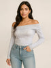 Off-Shoulder Long Sleeve Fitted T-Shirt test
