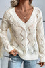 Openwork V-Neck Long Sleeve Sweater test