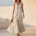 Women's Ice Silk Sleeveless Loose Maxi Dress – 6 Colors S–5XL