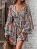 Paisley Print V-Neck Bell Sleeve Mini Dress test