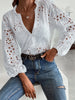 Eyelet Embroidered Button Front Shirt with Puffed Sleeves test