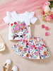 Children's Floral Graphic Ruffle Sleeve Top & Skirt Set test