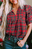 Plaid Pearl-Embellished Tie Neck Blouse test