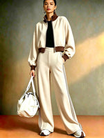 Women's Color-Block Ribbed Turtleneck Two-Piece Set