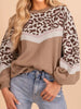 Leopard Color Block Knit Round Neck Baggy Sweater test