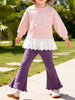 Children's Bow-Embellished Sweatshirt and Flare Pants Set test