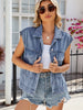 Pocketed Button Up Sleeveless Denim Jacket test