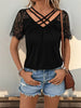 Perfee Lace Detail V-Neck Short Sleeve T-Shirt test