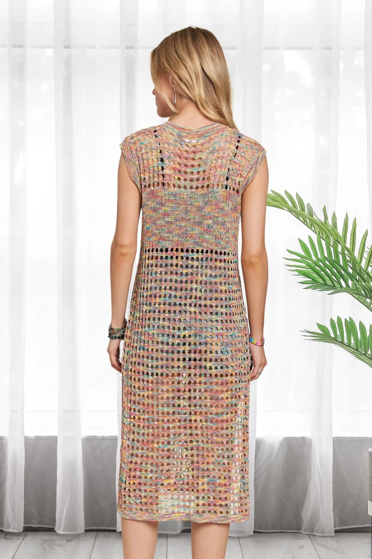 ADORA Multi Color Crochet Tunic Top - Shopimist