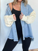 Full Size Raw Hem Button Up Patchwork Denim Jacket Plus Size test
