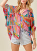 Printed Dolman Sleeve Collared Shirt test