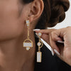 Geometric Gold Chain Drop Earrings test