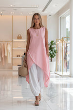 Women's Sleeveless Asymmetric Tunic & Harem Pants Two-Piece Set