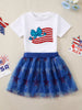 Children's American Flag Bow Tee and Tulle Skirt Set test