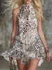 Sleeveless Leopard Print Ruffle Hem Mini Dress test