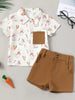 Children's Bunny & Carrot Print Short Sleeve Shirt & Shorts Set test