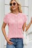 Checkered Round Neck Short Sleeve Knit Top test