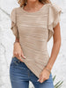 Casual Wavy Textured Ruffle Sleeve Top