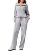 Zip Collar Dropped Shoulder Top and Pants Set