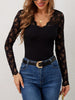 Lace Wavy Hem V-Neck Long Sleeve Top test