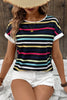 Colorful Striped Short Sleeve Casual T-Shirt test
