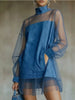 Sheer Mesh Turtleneck Mini Dress test