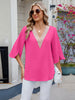 V-Neck Lace Trim Blouse test