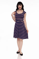 Amelia Dress in Navy Stripes - XS only