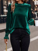 Velvet Ruffle Trim Blouse